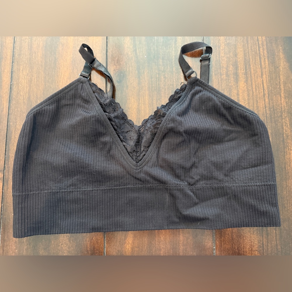 torrid Black Ribbed Lace Bralette